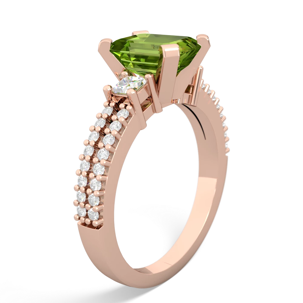 Peridot Classic 8X6mm Emerald-Cut Engagement 14K Rose Gold ring R26438EM