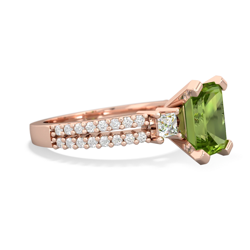 Peridot Classic 8X6mm Emerald-Cut Engagement 14K Rose Gold ring R26438EM