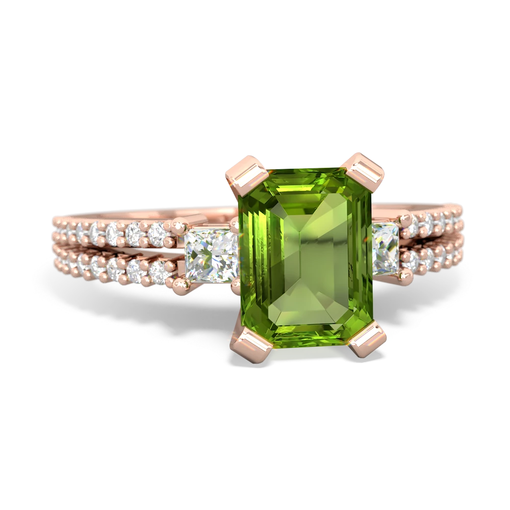 Peridot Classic 8X6mm Emerald-Cut Engagement 14K Rose Gold ring R26438EM