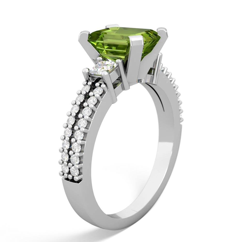 Peridot Classic 8X6mm Emerald-Cut Engagement 14K White Gold ring R26438EM