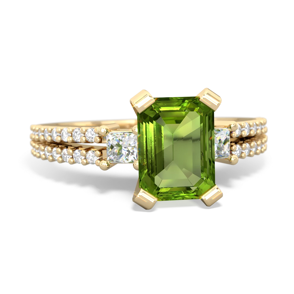 Peridot Classic 8X6mm Emerald-Cut Engagement 14K Yellow Gold ring R26438EM