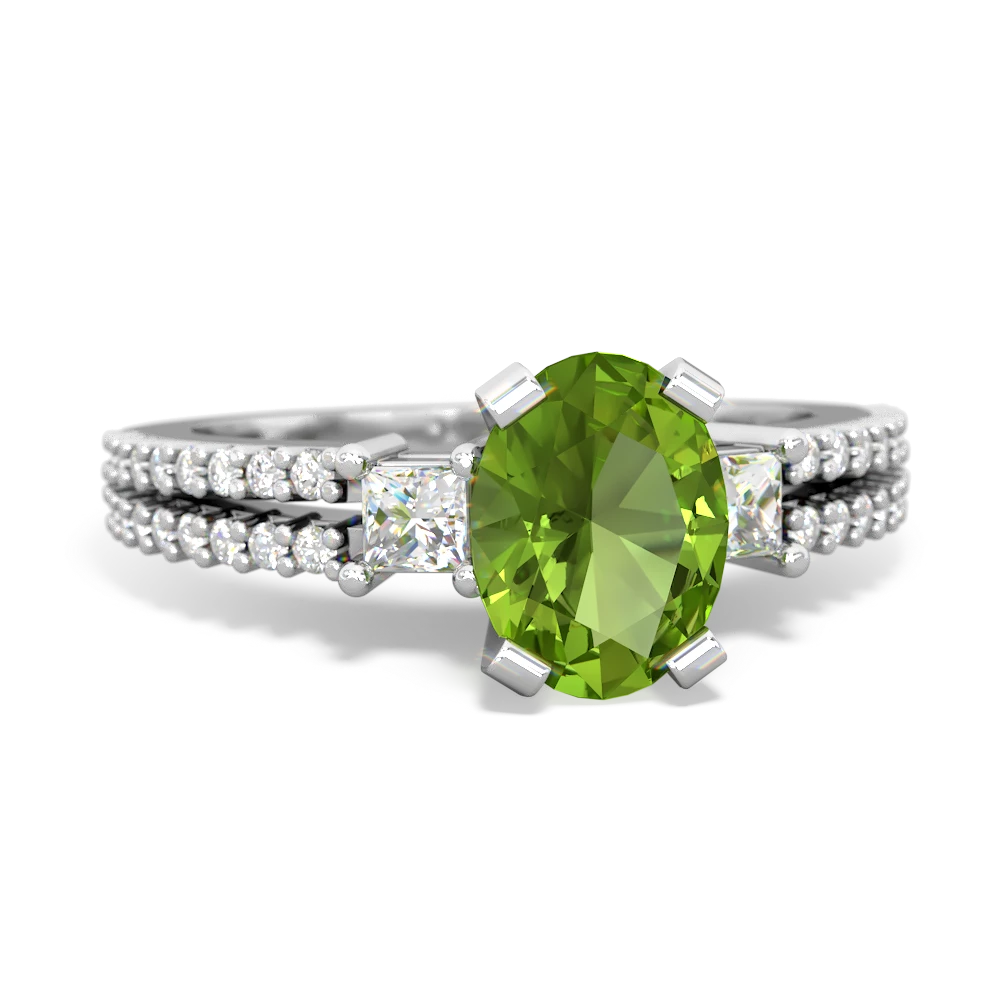 Peridot Classic 8X6mm Oval Engagement 14K White Gold ring R26438VL