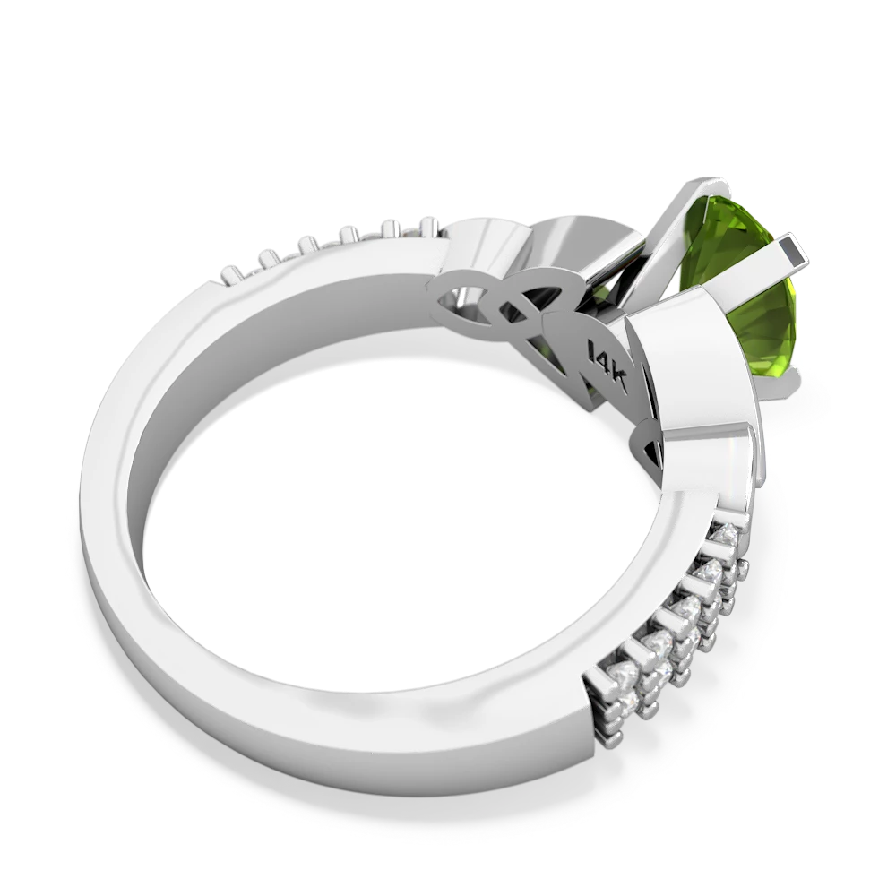 Peridot Celtic Knot Engagement 14K White Gold ring R26448VL - front view