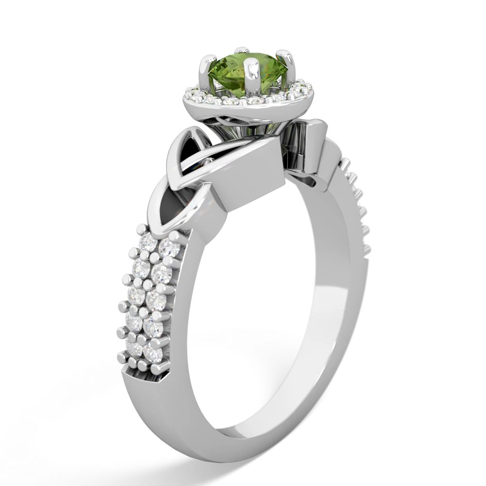 Peridot Celtic Knot Halo 14K White Gold ring R26445RH