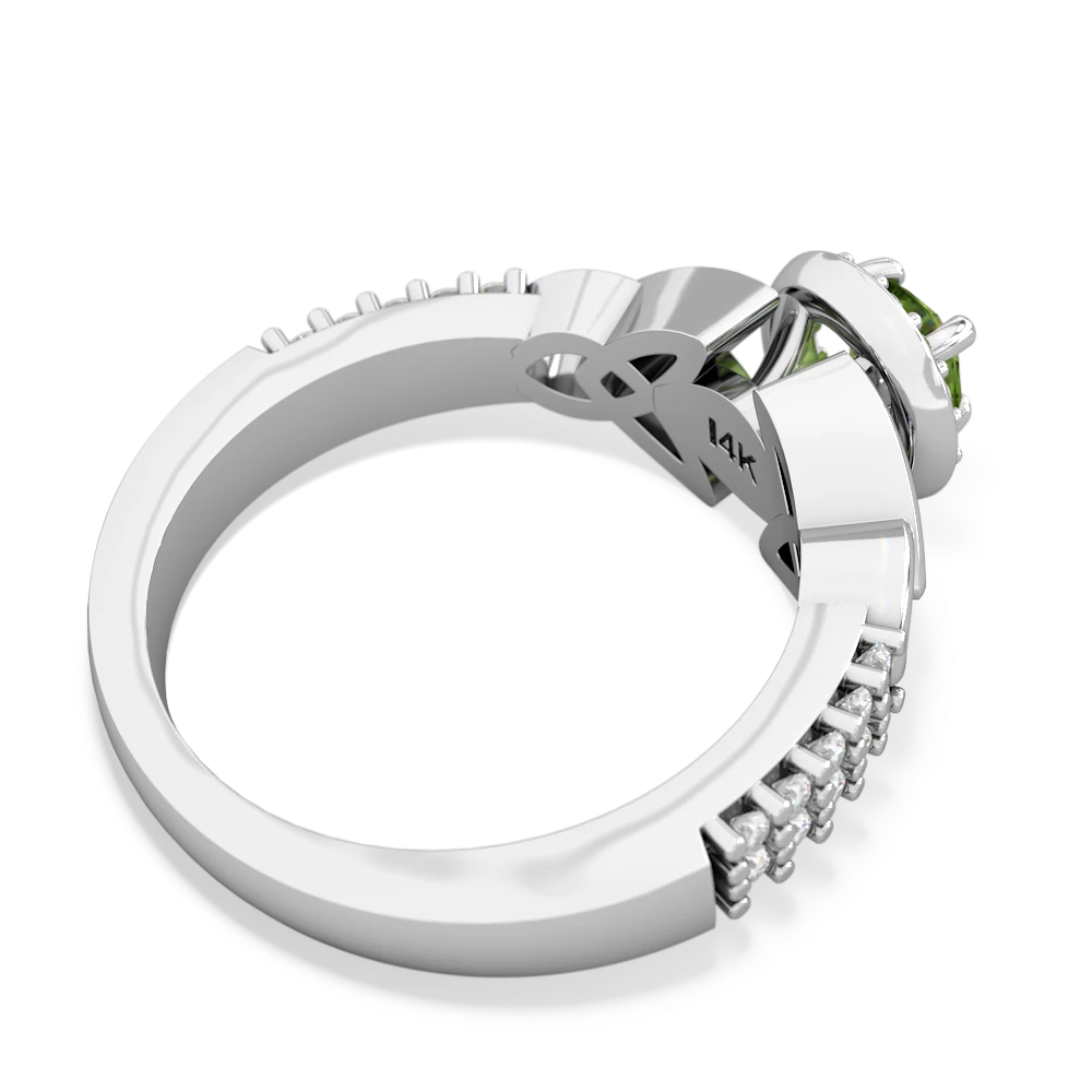 Peridot Celtic Knot Halo 14K White Gold ring R26445RH