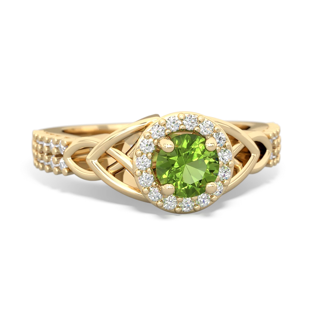 Peridot Celtic Knot Halo 14K Yellow Gold ring R26445RH