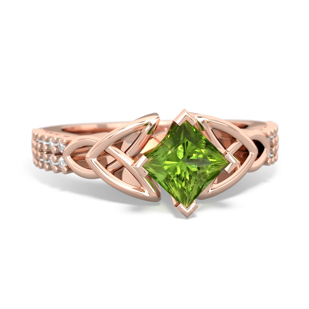 Peridot Celtic Knot 5Mm Square Engagement 14K Rose Gold ring R26445SQ