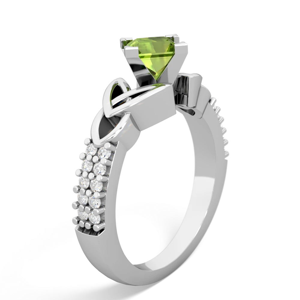 Peridot Celtic Knot 5Mm Square Engagement 14K White Gold ring R26445SQ