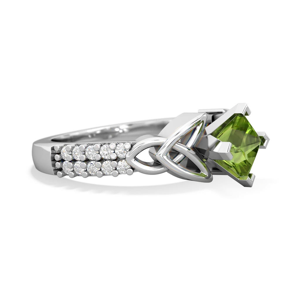 Peridot Celtic Knot 5Mm Square Engagement 14K White Gold ring R26445SQ