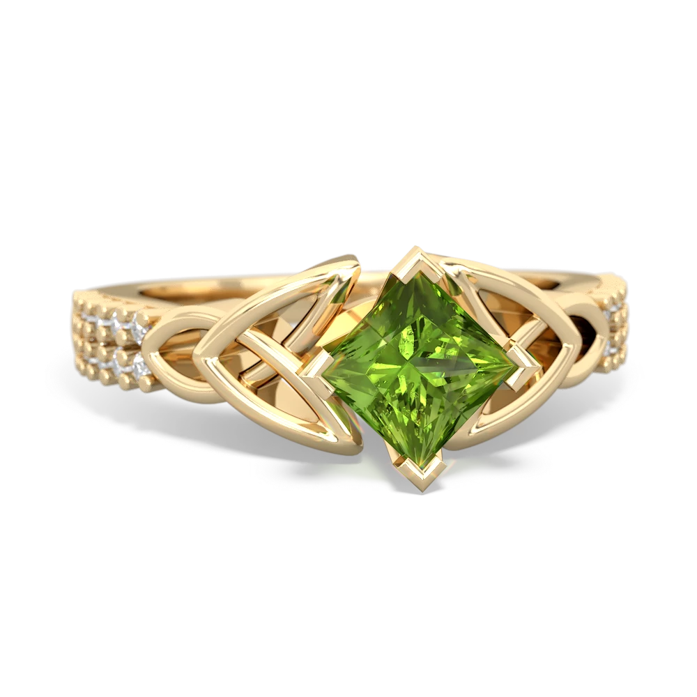 Peridot Celtic Knot 5Mm Square Engagement 14K Yellow Gold ring R26445SQ