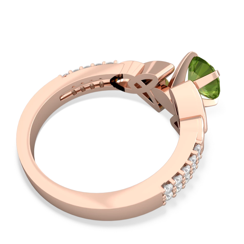 Peridot Celtic Knot 6Mm Round Engagement 14K Rose Gold ring R26446RD