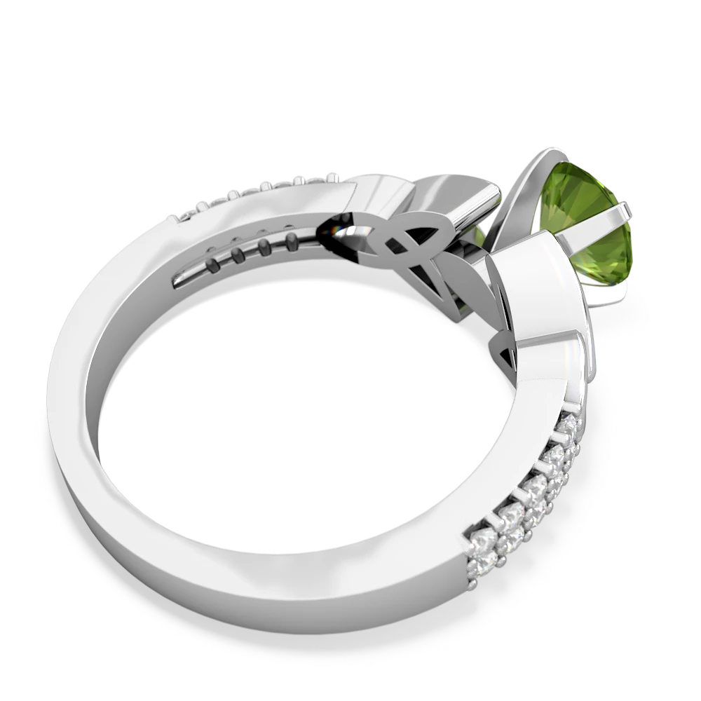 Peridot Celtic Knot 6Mm Round Engagement 14K White Gold ring R26446RD