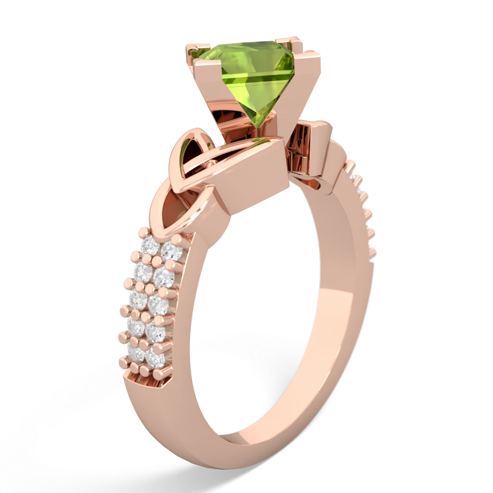 Peridot Celtic Knot 6Mm Princess Engagement 14K Rose Gold ring R26446SQ