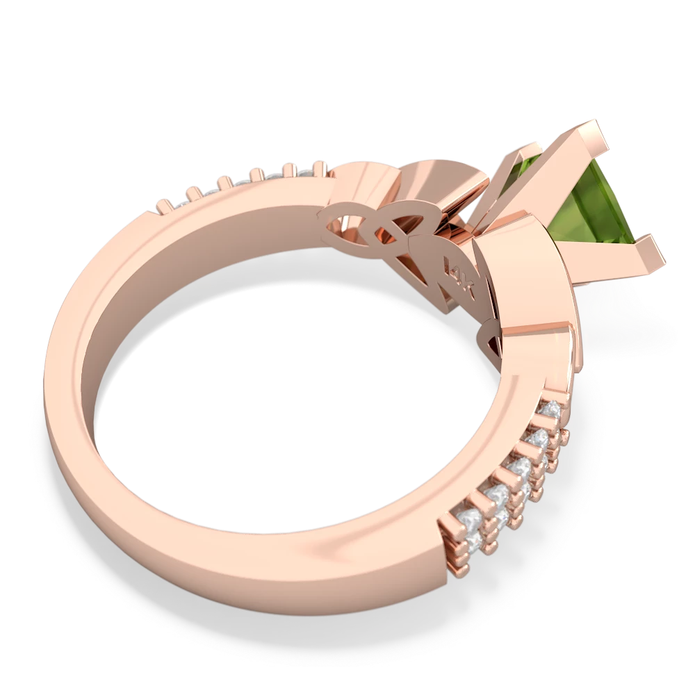 Peridot Celtic Knot 6Mm Princess Engagement 14K Rose Gold ring R26446SQ
