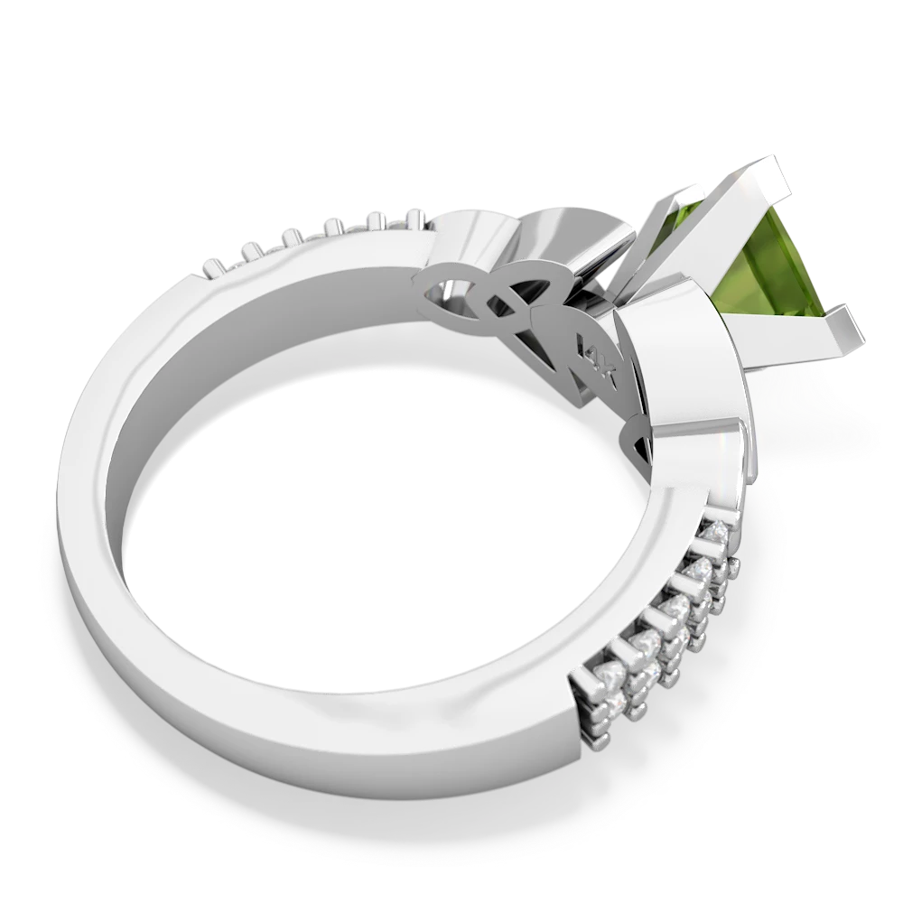 Peridot Celtic Knot 6Mm Princess Engagement 14K White Gold ring R26446SQ