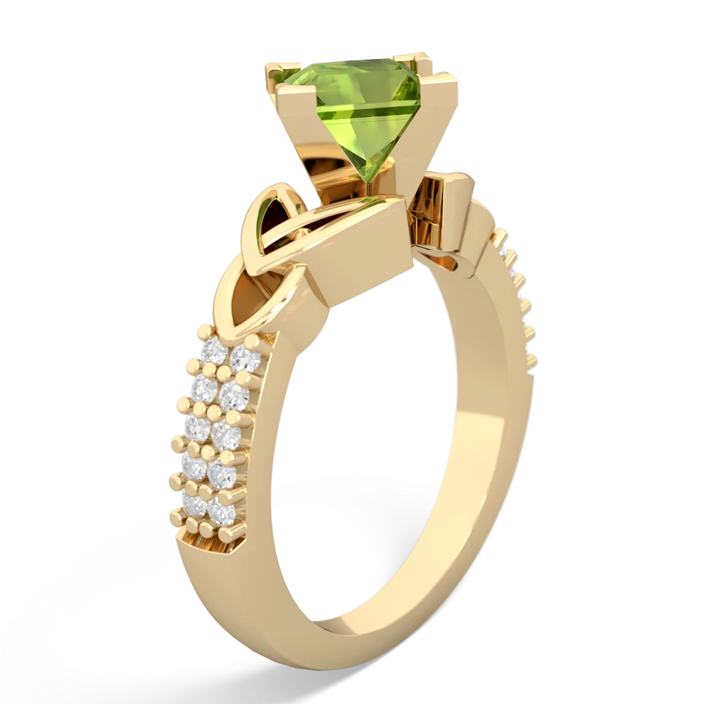 Peridot Celtic Knot 6Mm Princess Engagement 14K Yellow Gold ring R26446SQ