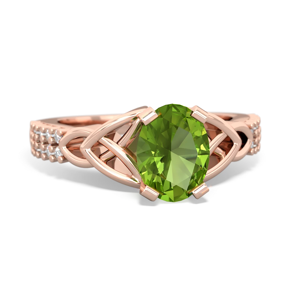 Peridot Celtic Knot 8X6 Oval Engagement 14K Rose Gold ring R26448VL