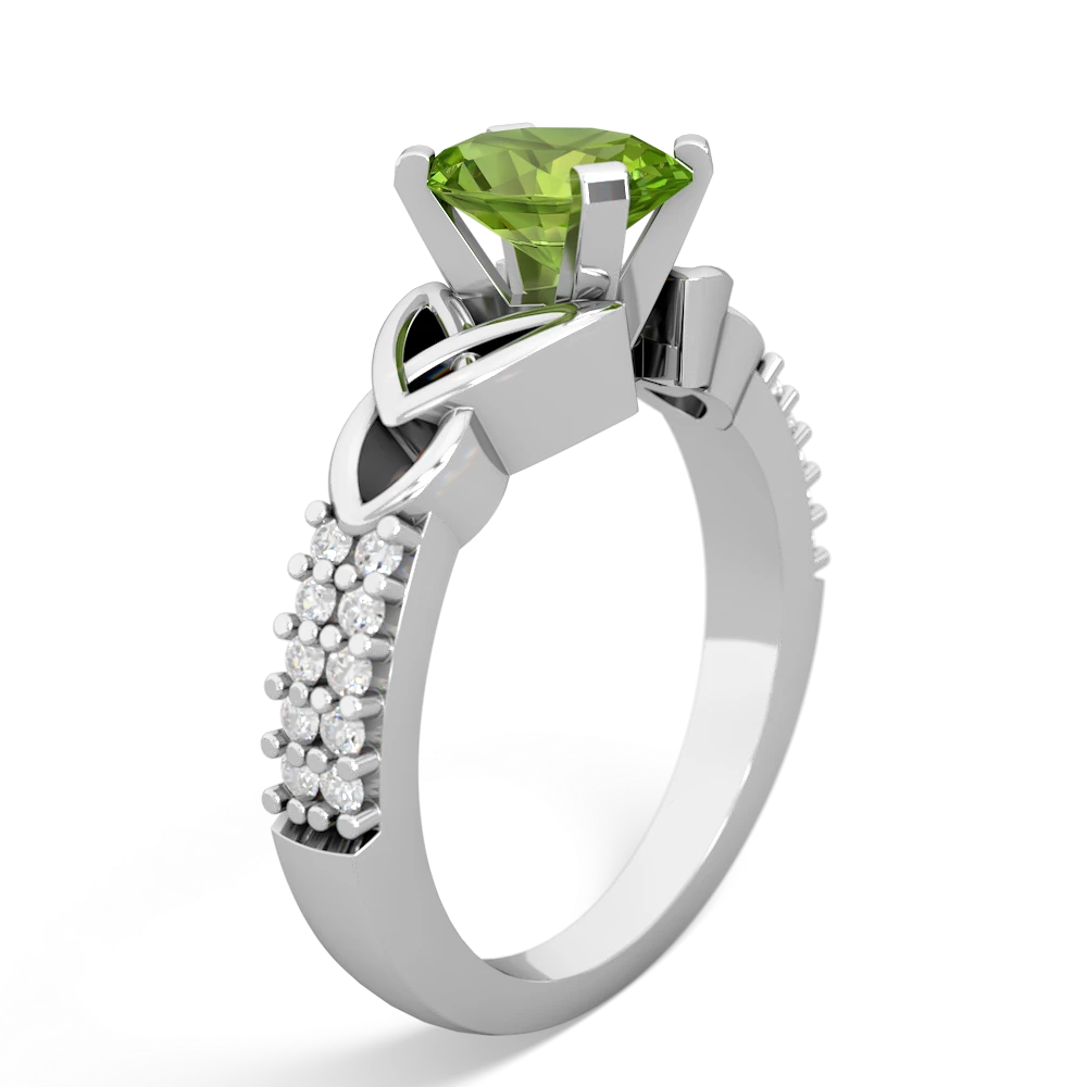 Peridot Celtic Knot 8X6 Oval Engagement 14K White Gold ring R26448VL