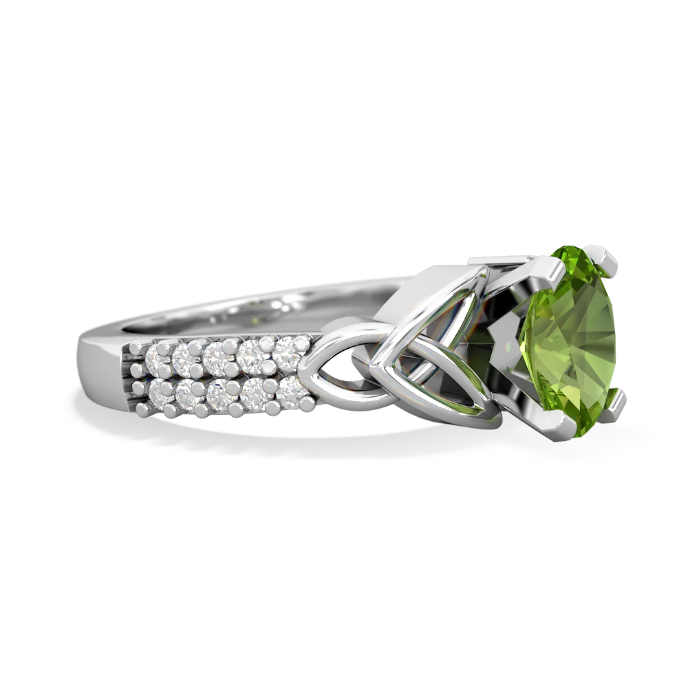 Peridot Celtic Knot 8X6 Oval Engagement 14K White Gold ring R26448VL