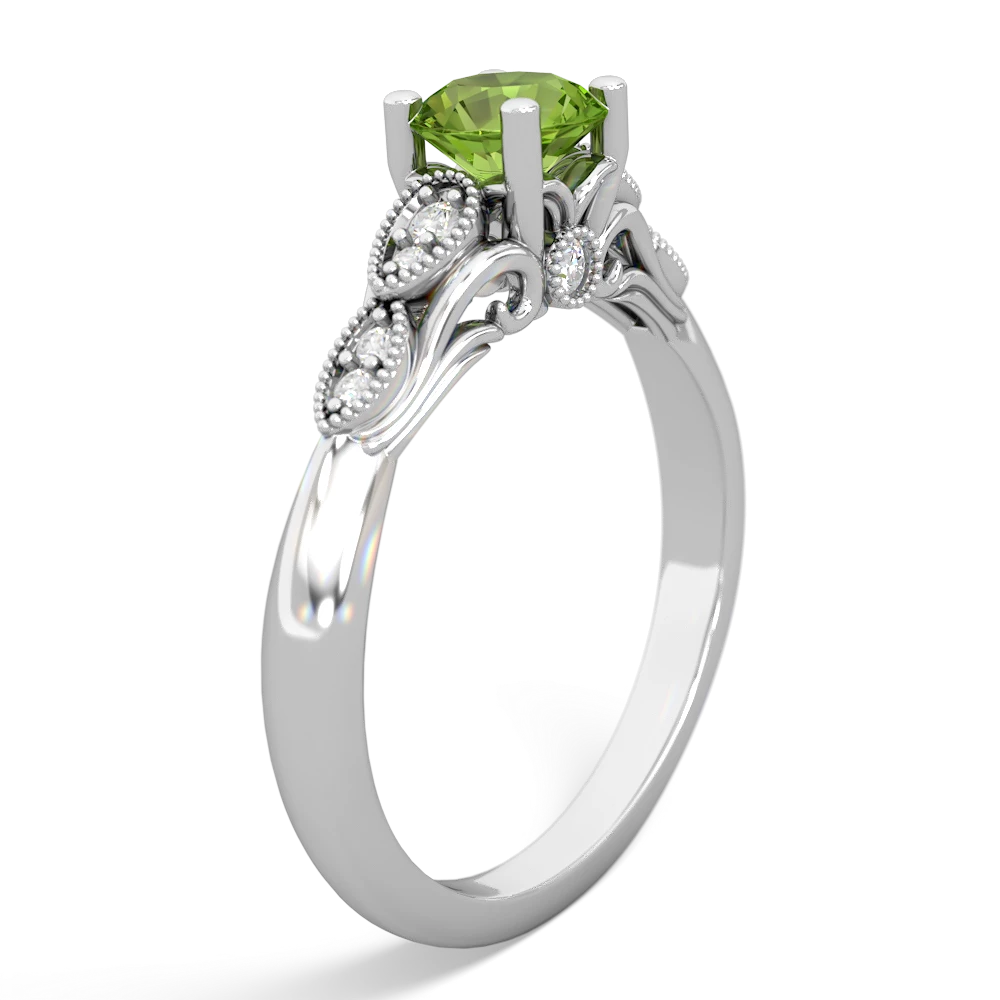 Peridot Antique Elegance 14K White Gold ring R3100