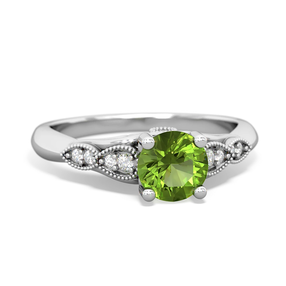 Peridot Antique Elegance 14K White Gold ring R3100