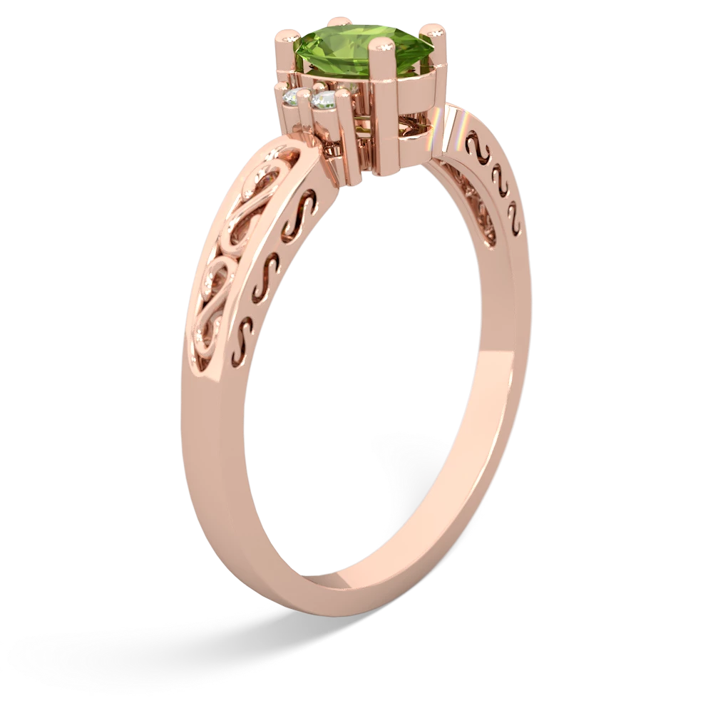 Peridot Filligree Scroll Oval 14K Rose Gold ring R0812