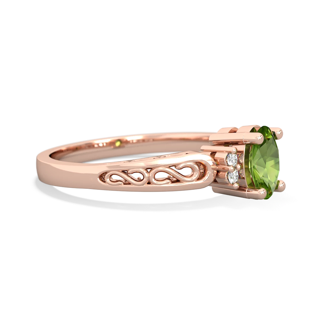 Peridot Filligree Scroll Oval 14K Rose Gold ring R0812