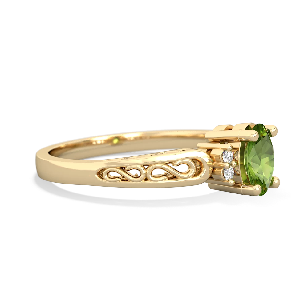 Peridot Filligree Scroll Oval 14K Yellow Gold ring R0812