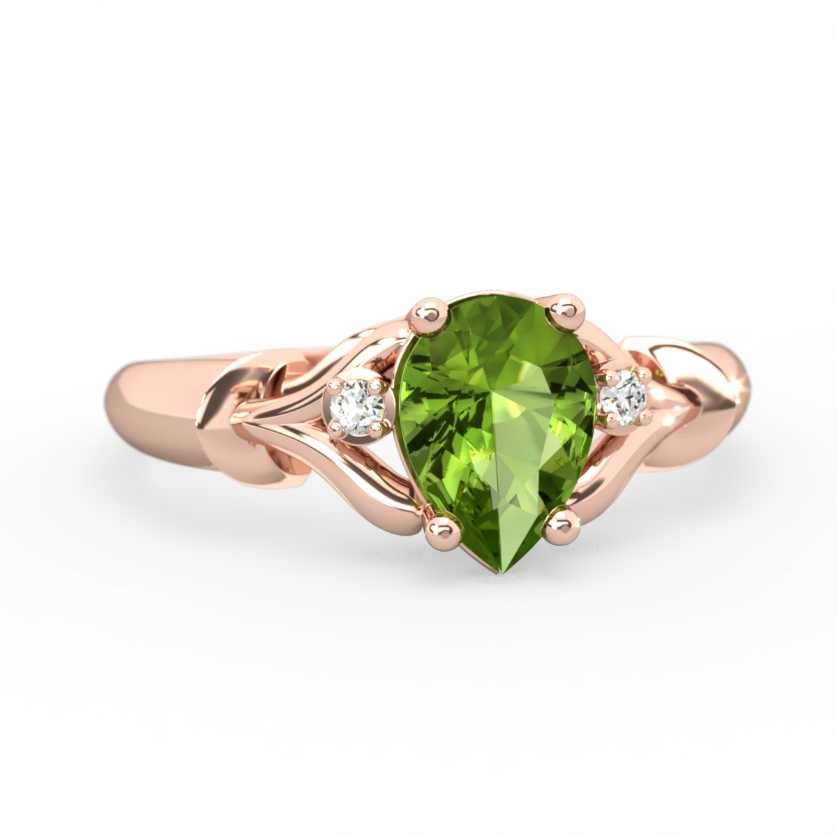 Peridot Precious Pear 14K Rose Gold ring R0826