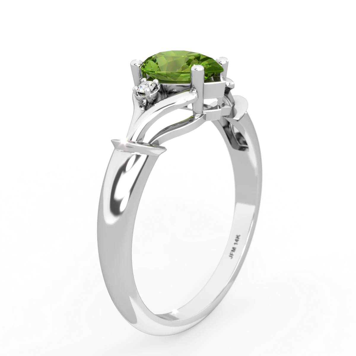 Peridot Precious Pear 14K White Gold ring R0826