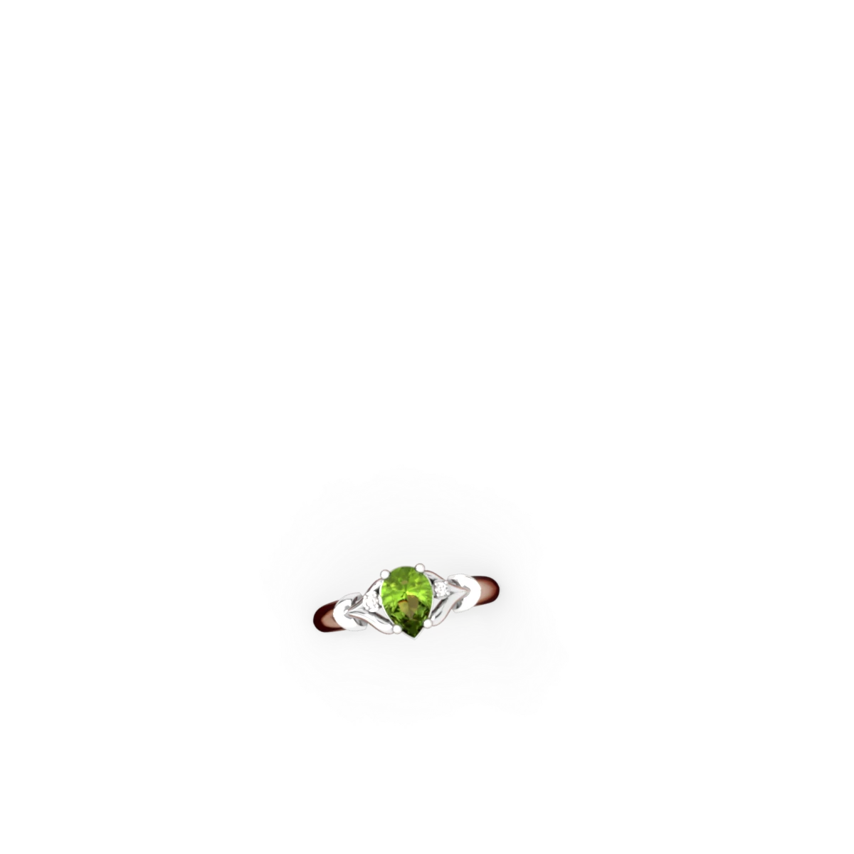 Peridot Precious Pear 14K White Gold ring R0826
