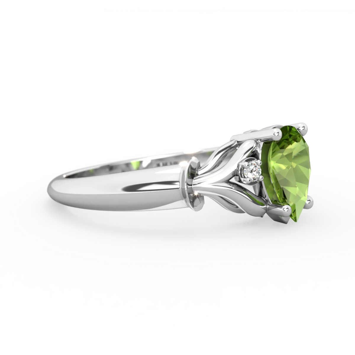 Peridot Precious Pear 14K White Gold ring R0826