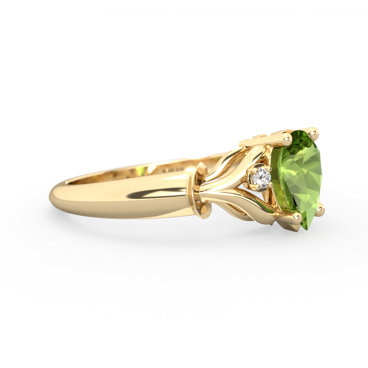 Peridot Precious Pear 14K Yellow Gold ring R0826