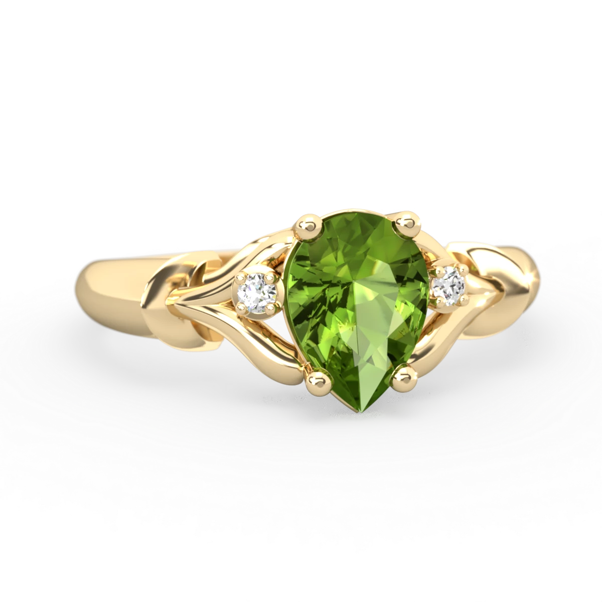 Peridot Precious Pear 14K Yellow Gold ring R0826