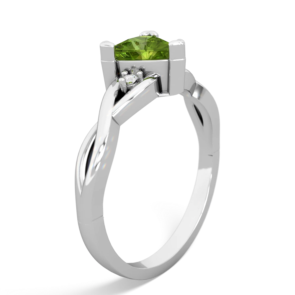 Peridot Trillion Twist 14K White Gold ring R2104
