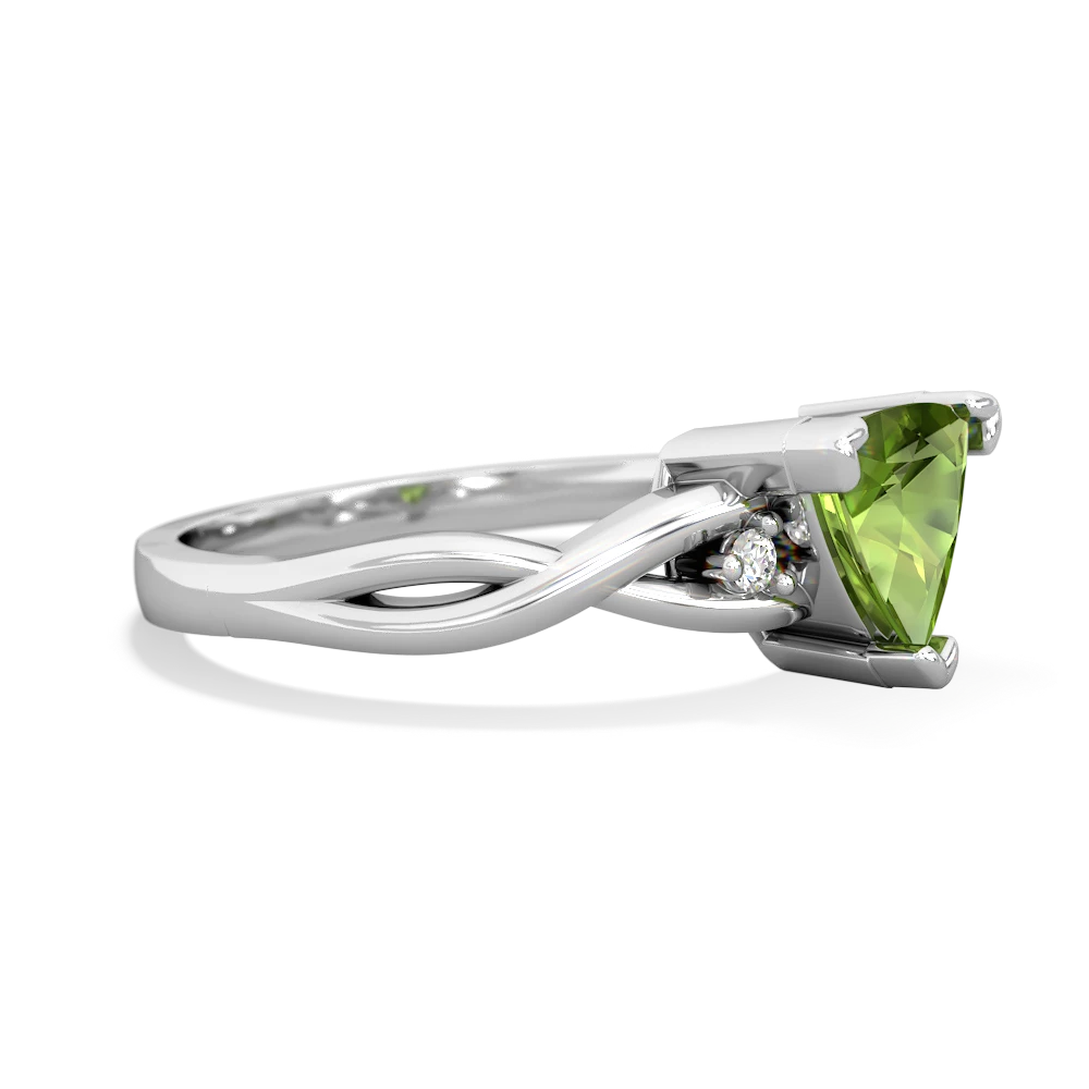 Peridot Trillion Twist 14K White Gold ring R2104