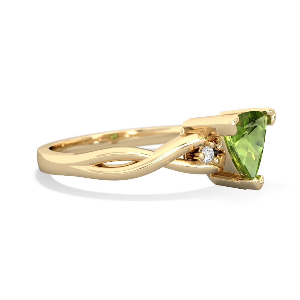 Peridot Trillion Twist 14K Yellow Gold ring R2104