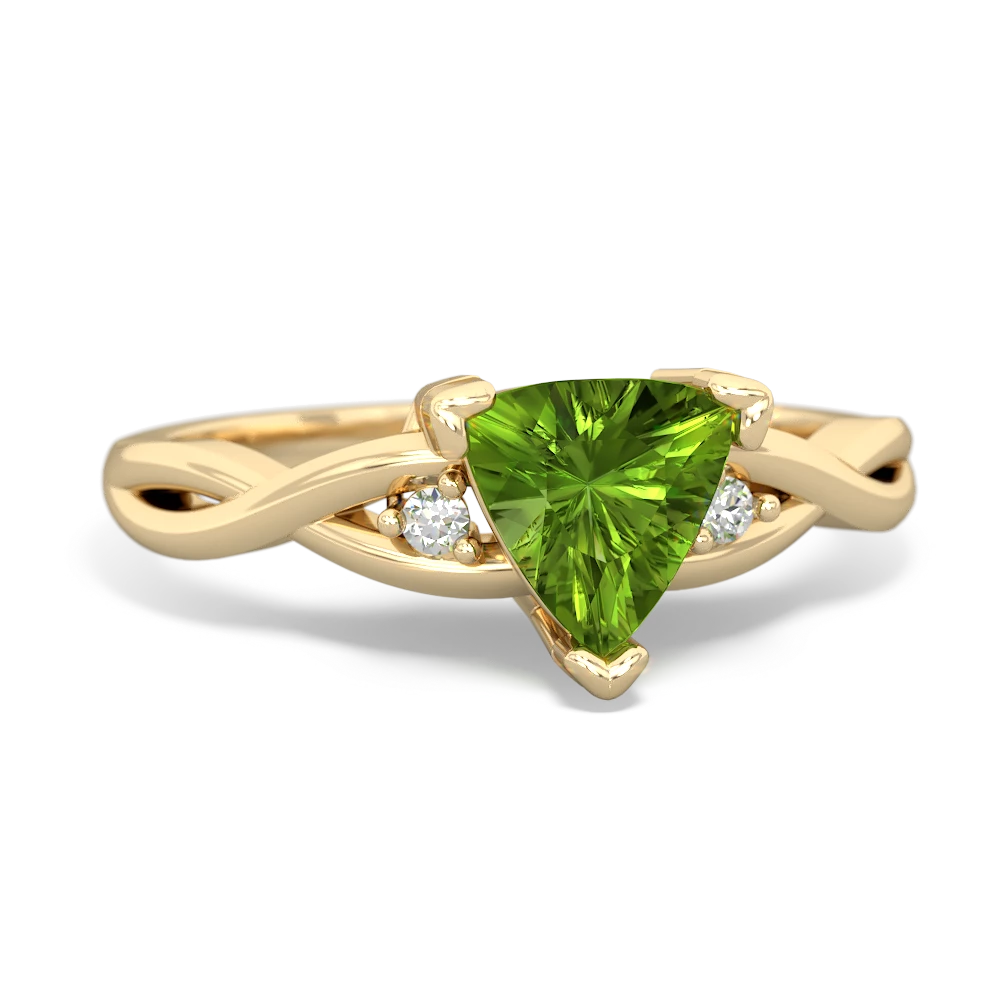 Peridot Trillion Twist 14K Yellow Gold ring R2104