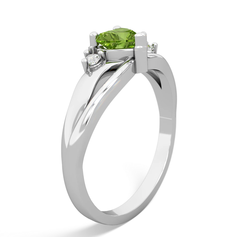 Peridot Split Band Swirl 14K White Gold ring R2130