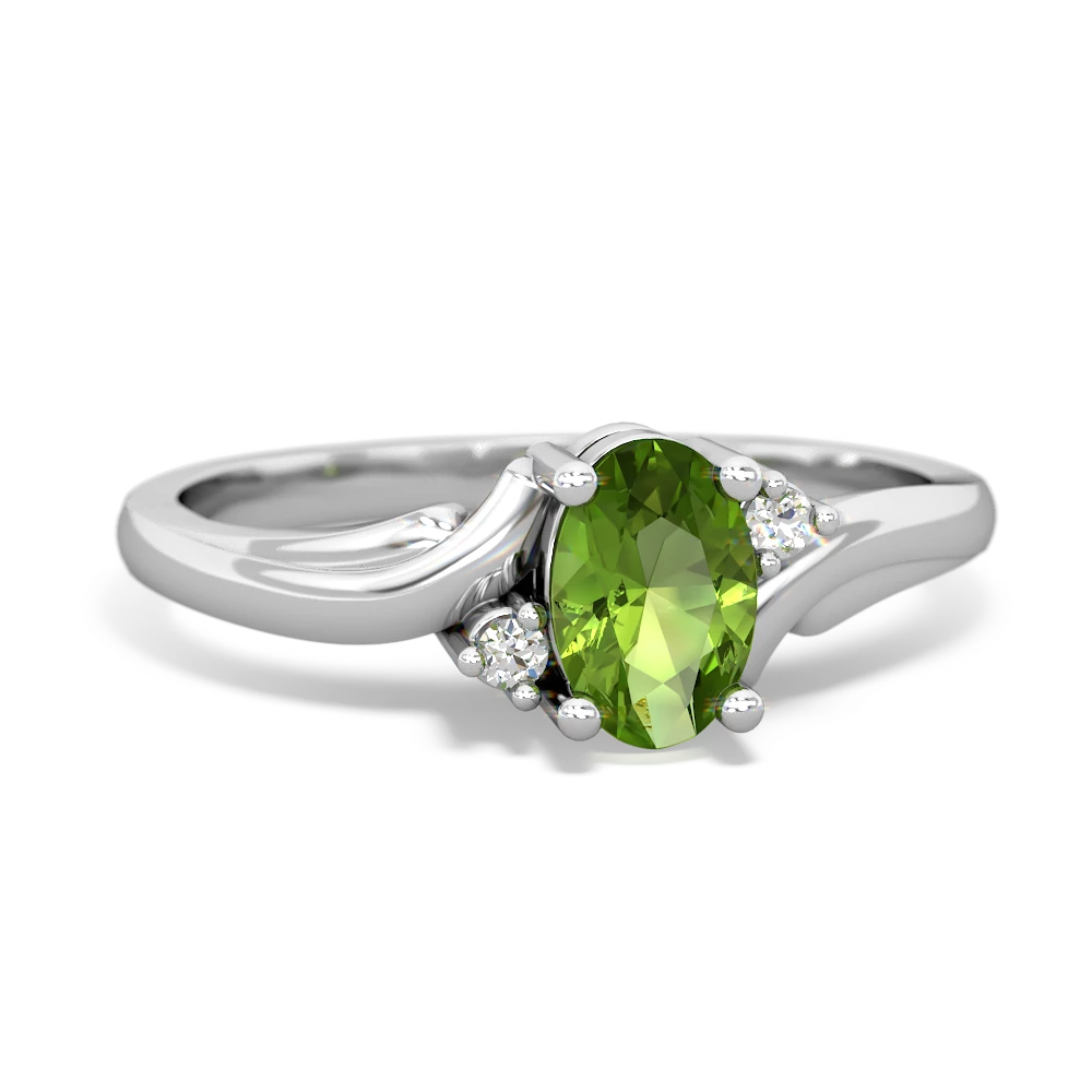 Peridot Elegant Swirl 14K White Gold ring R2173