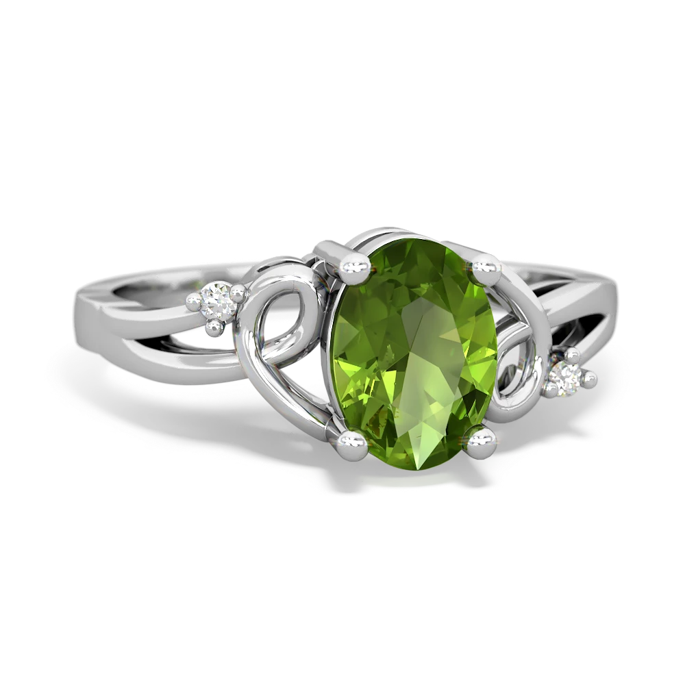 Peridot Swirls 14K White Gold ring R2347