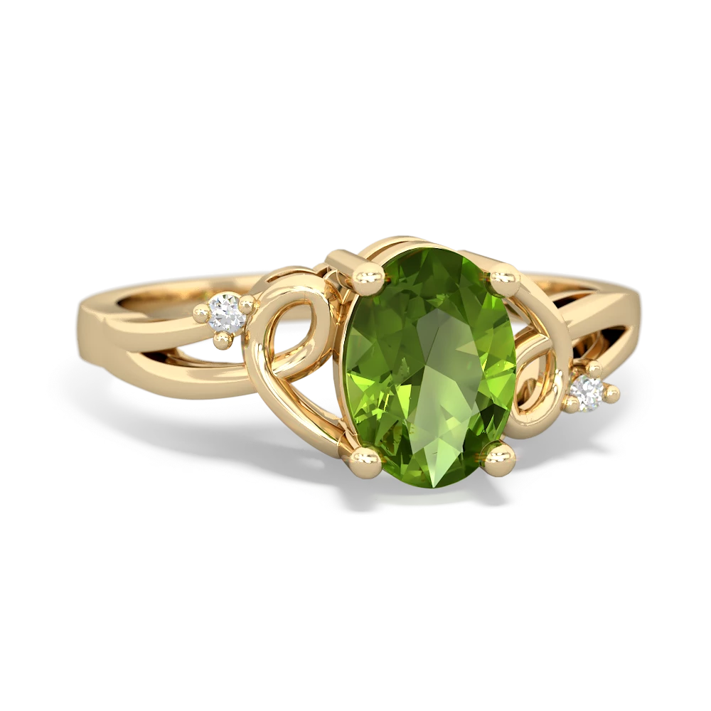 Peridot Swirls 14K Yellow Gold ring R2347