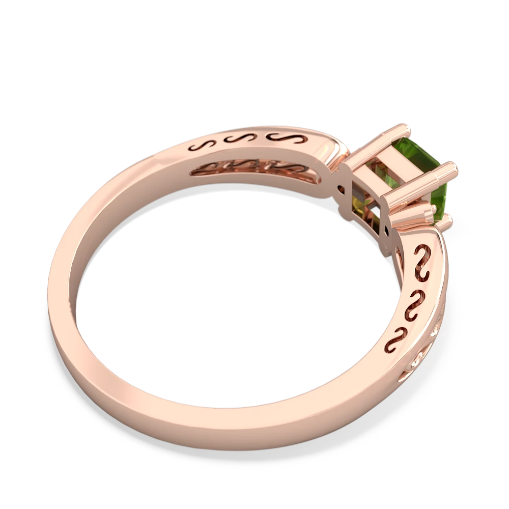 Peridot Filligree Scroll Square 14K Rose Gold ring R2430