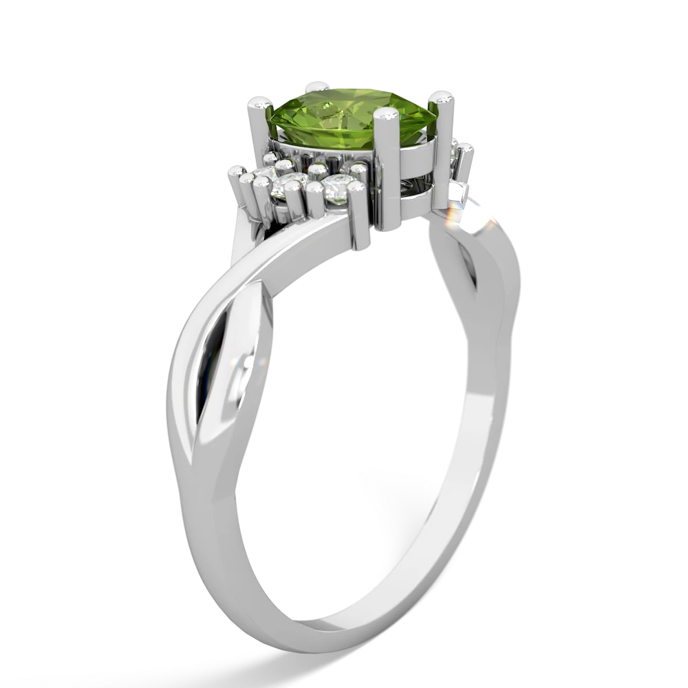 Peridot Victorian Twist 14K White Gold ring R2497