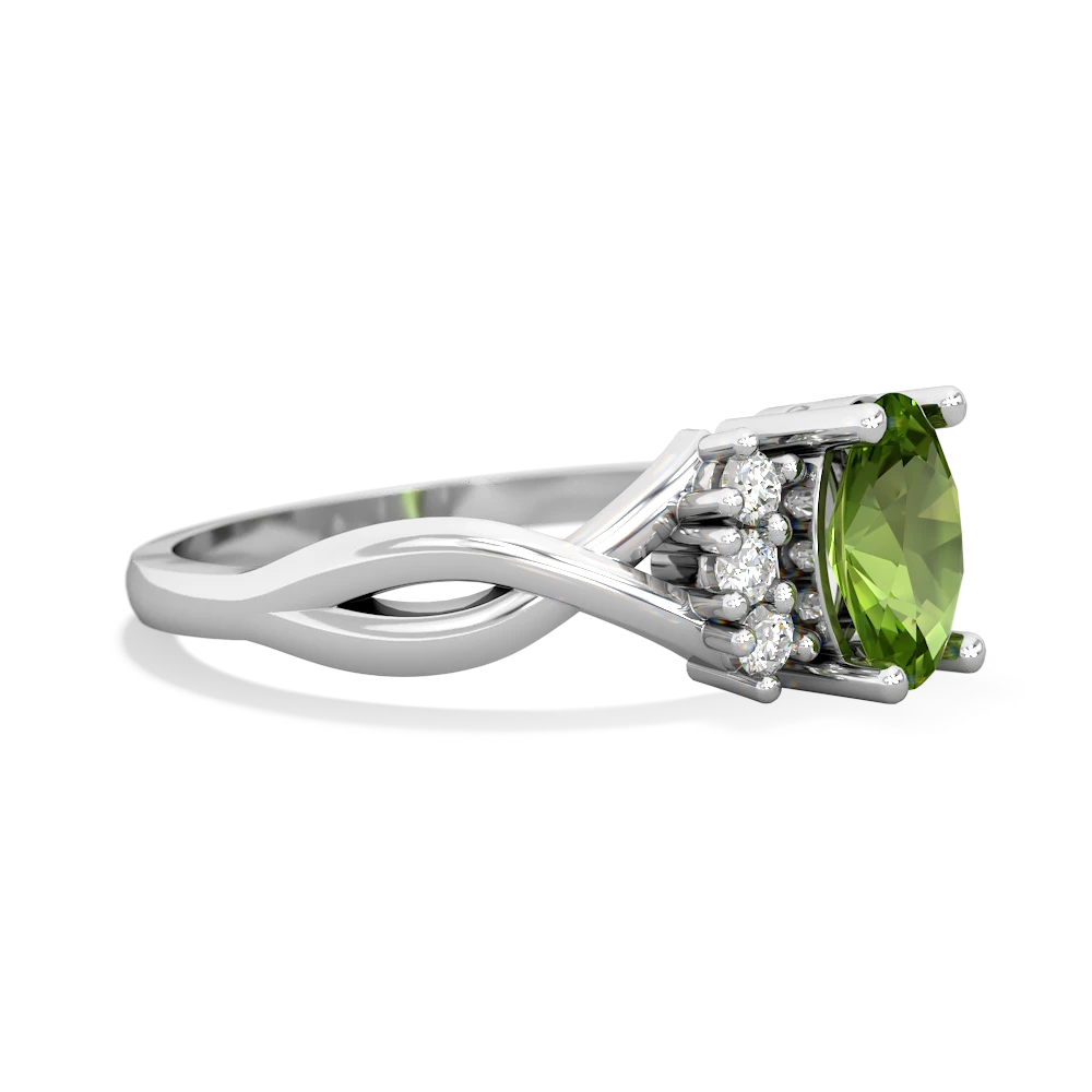 Peridot Victorian Twist 14K White Gold ring R2497