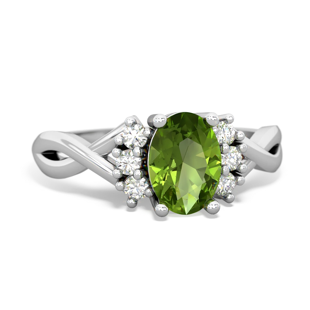 Peridot Victorian Twist 14K White Gold ring R2497