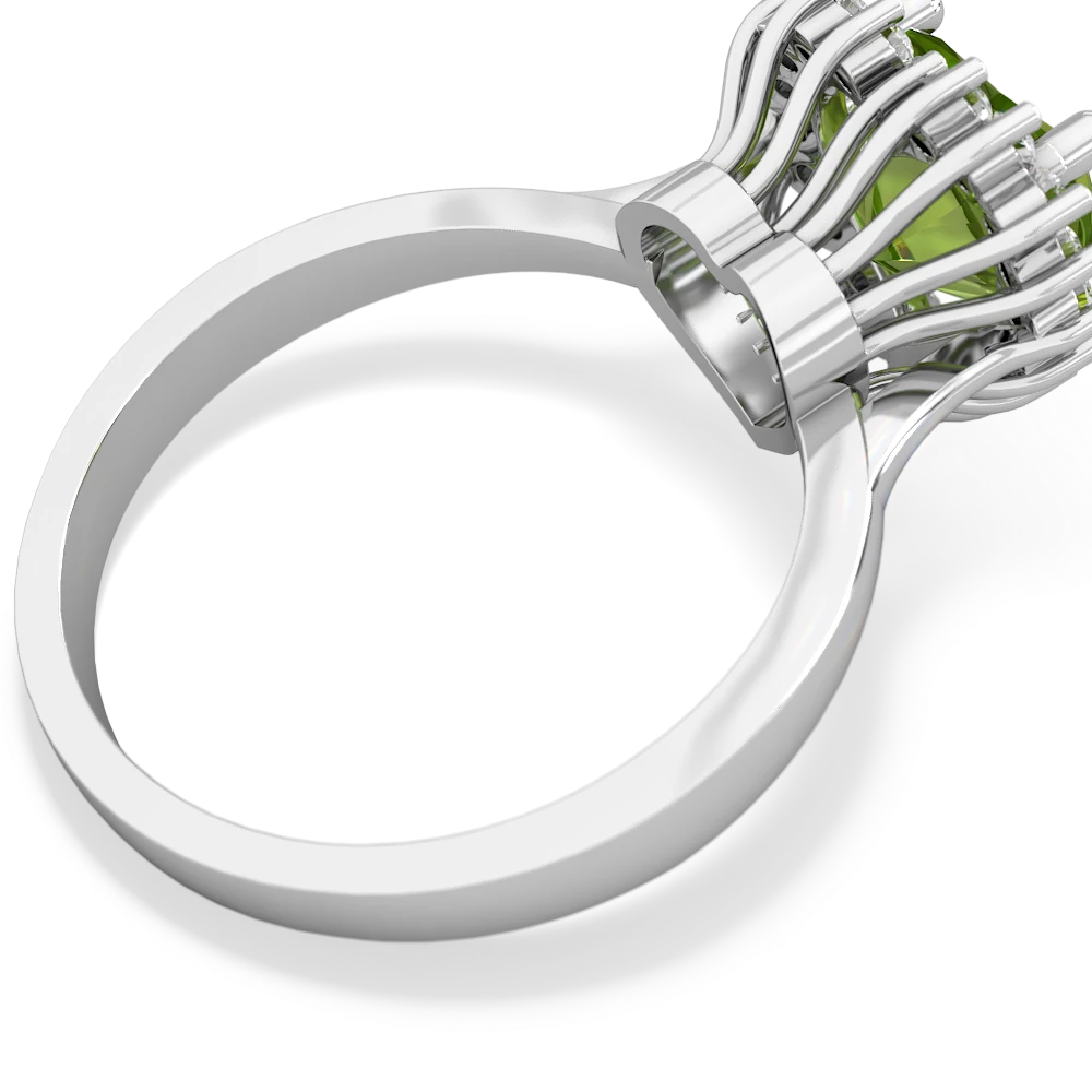 Peridot Halo Heart 14K White Gold ring R0391 - front view