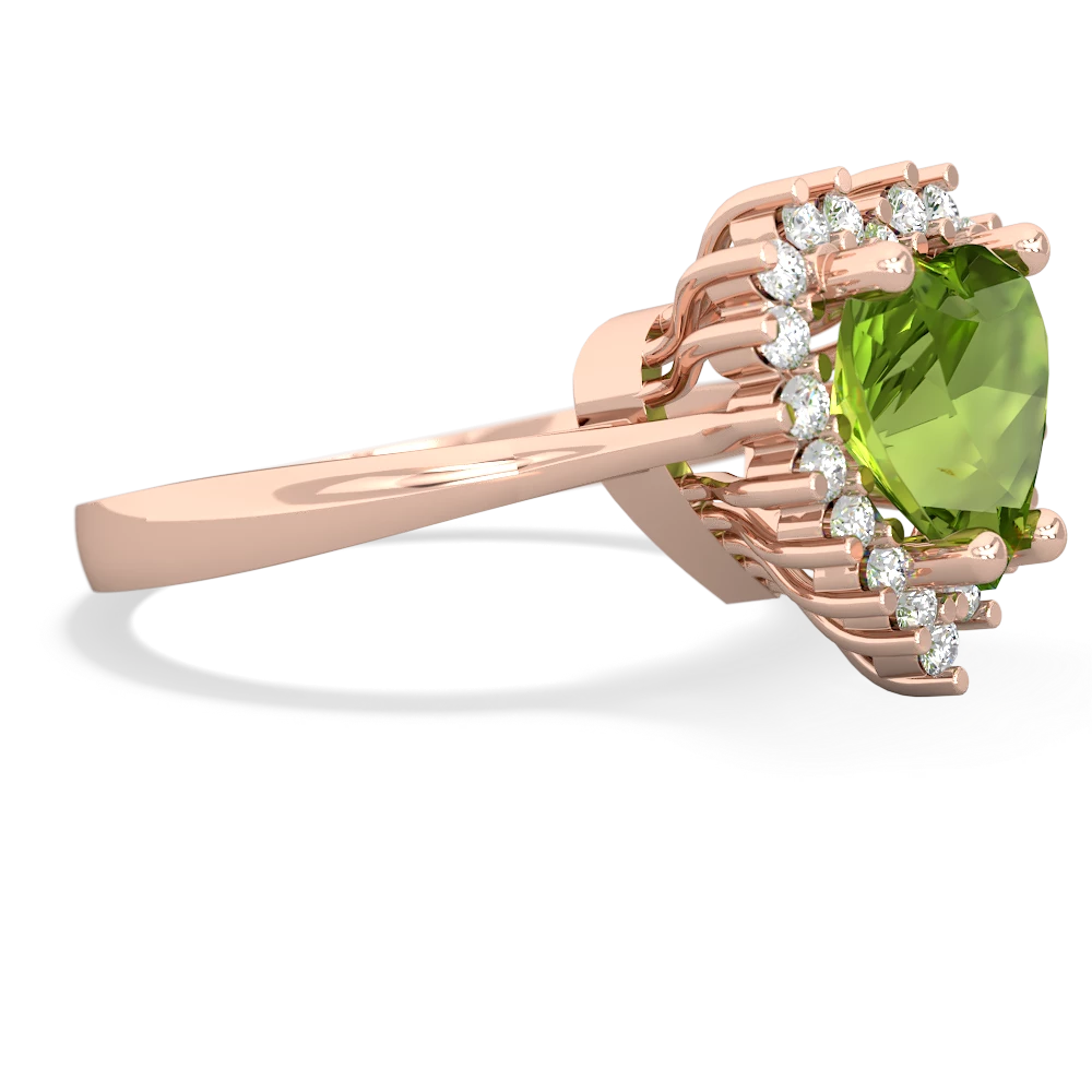 Peridot Sparkling Halo Heart 14K Rose Gold ring R0391