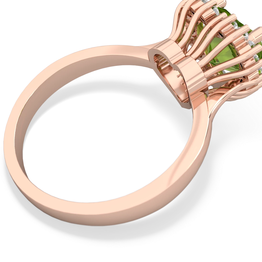 Peridot Sparkling Halo Heart 14K Rose Gold ring R0391