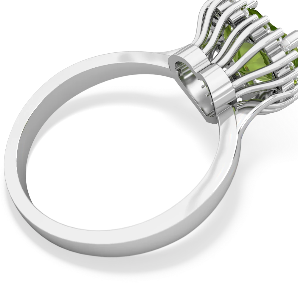 Peridot Sparkling Halo Heart 14K White Gold ring R0391